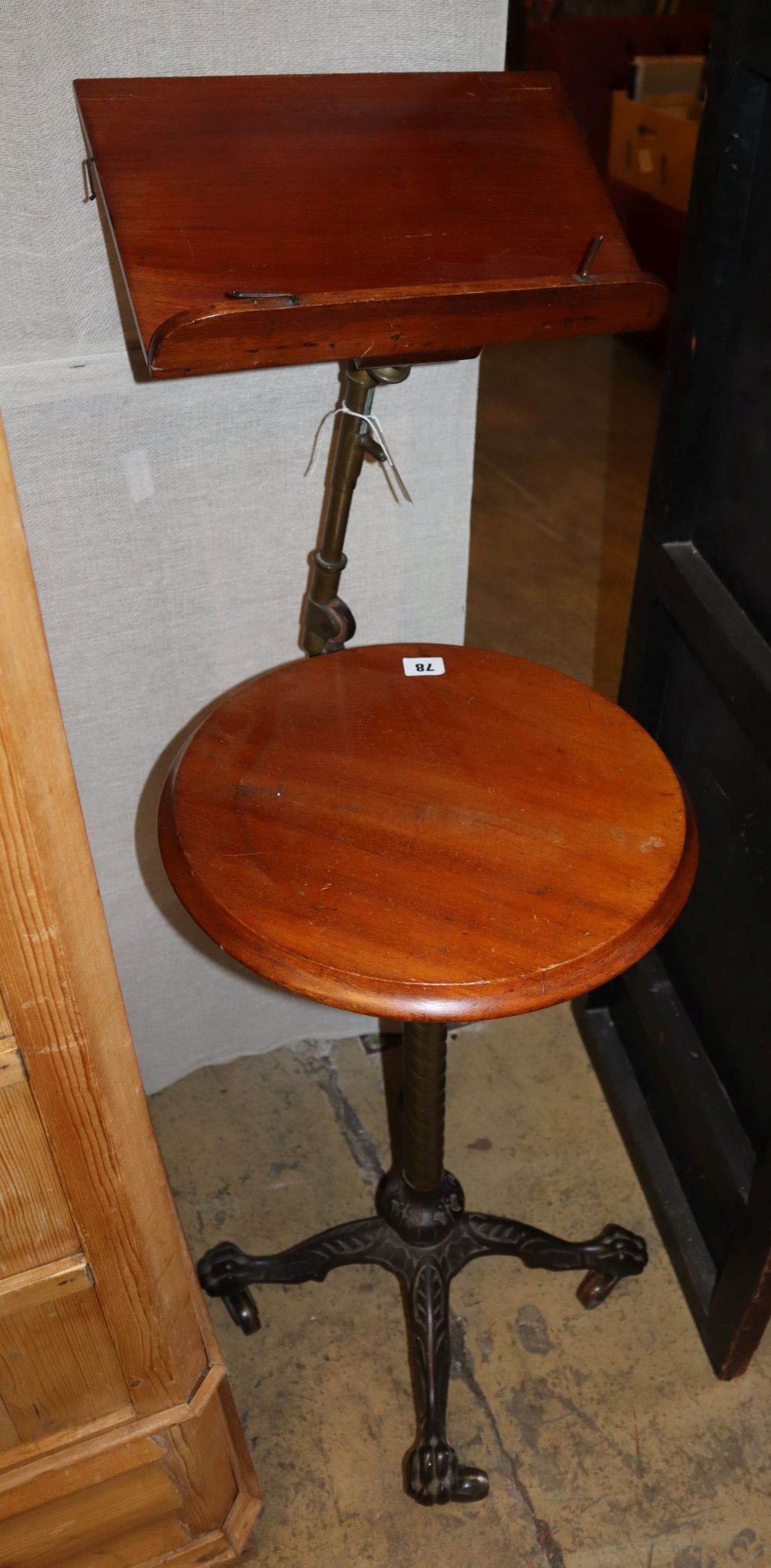 An Edwardian mahogany and cast iron occasional combined reading table, H.108cm